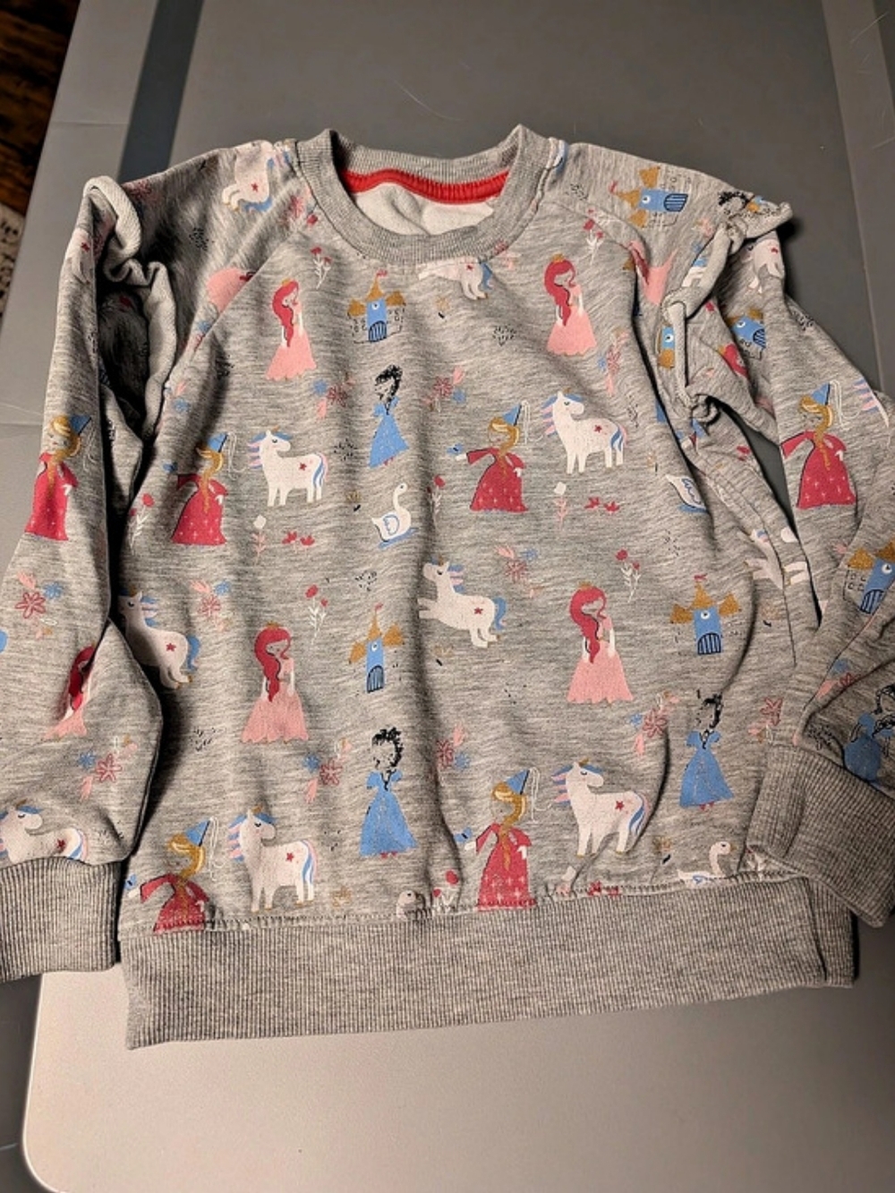 Girls 5Y Gray Pink Printed Sweatshirt